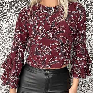 inTu, Pattern Top, Maroon, Size Small